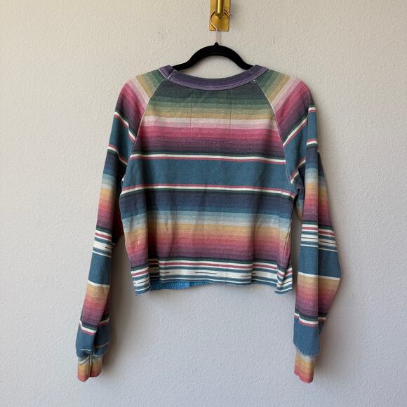Aviator Nation Serape Bolt Stitch Crop Sweatshirt in Blue Size M - Picture 3 of 6